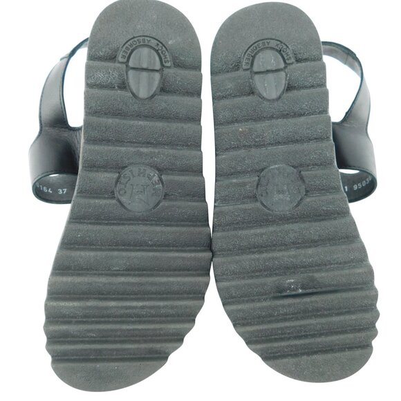 MEPHISTO Black Leather Strap Lug Sole Platform Sling Sandals 37 - Picture 6 of 8